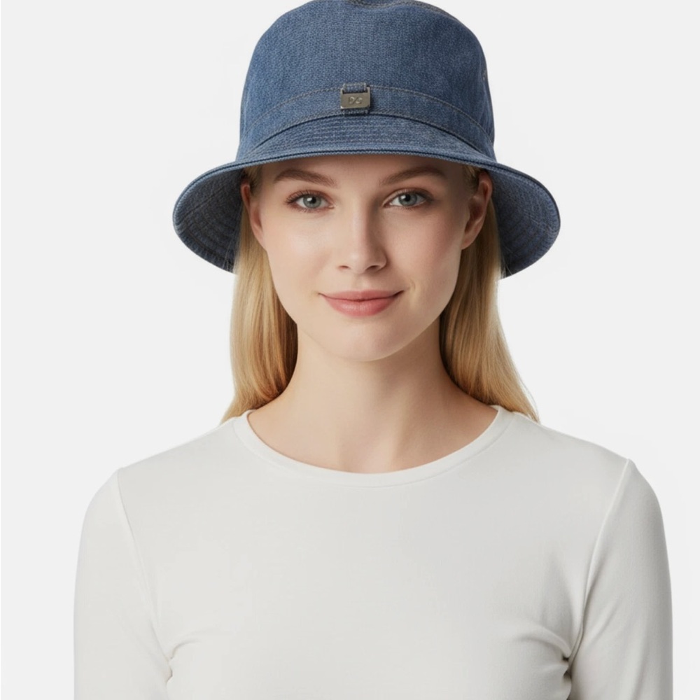 Denim Bucket Hat with Logo